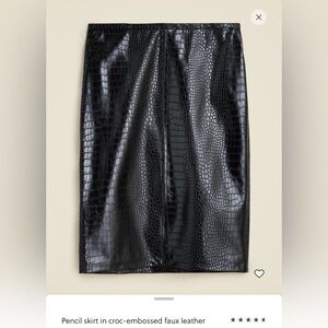 J. Crew Shiny Black Croc-Embossed Pencil Skirt